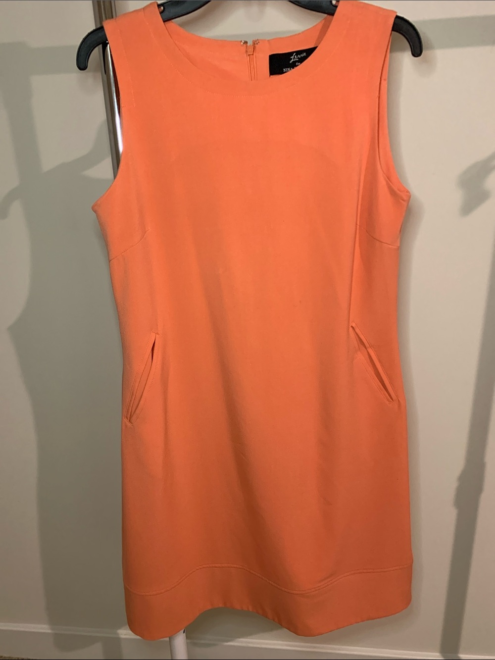 Nina Leonard Coral-Orange Sleeveless Shift Dress SZ 6
